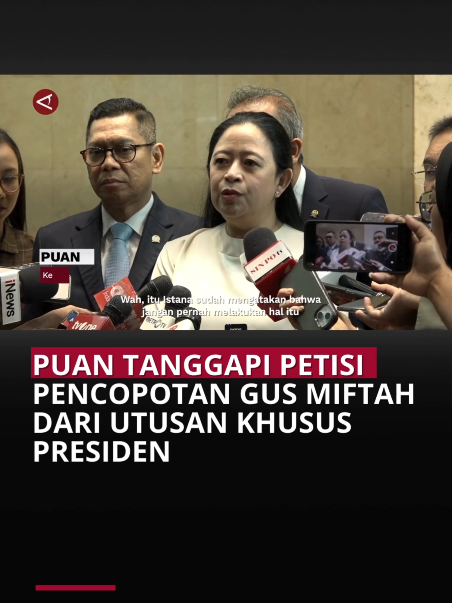 Ketua DPR RI Puan Maharani menanggapi soal petisi pencopotan Miftah Maulana Habiburrahman atau Gus Miftah dari jabatan Utusan Khusus Presiden Bidang kerukunan Beragama dan Pembinaan Sarana Keagamaan. Ditemui di Kompleks parlemen, Jakarta, Kamis (5/12) Puan menilai apa yang disampaikan oleh Miftah kontradiktif dengan visi maupun misi presiden dan mengajak semua pihak membangun Indonesia dengan saling menghormati. #puan #puanmaharani #dprri #tanggapan #gusmiftah #utusankhususpresiden #viral #terkini  #penjualesteh #viralmediasosial #fyp