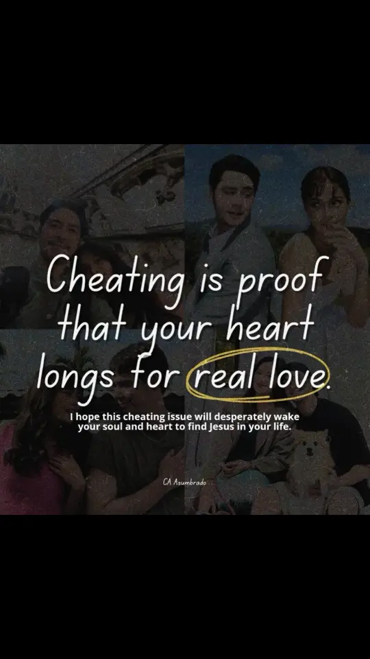 I was so sad reading all of the posts about the issue of cheating. It is really heartbreaking. But you know what? 𝘾𝙝𝙚𝙖𝙩𝙞𝙣𝙜 𝙧𝙚𝙫𝙚𝙖𝙡𝙨 𝙩𝙝𝙚 𝙩𝙧𝙪𝙚 𝙘𝙤𝙣𝙙𝙞𝙩𝙞𝙤𝙣 𝙤𝙛 𝙤𝙪𝙧 𝙝𝙚𝙖𝙧𝙩𝙨.   If we do not find the right kind of love that will complete and satisfy us, we will end up looking for more care, love, and satisfaction in the wrong places and with the wrong people. Our hearts are deceitful because of the sin that enters this world. If we are not in Christ and we follow whatever the desire of it, it will always lead us astray and broken. 𝙏𝙝𝙚𝙧𝙚 𝙞𝙨 𝙥𝙞𝙚𝙘𝙚 𝙞𝙣 𝙤𝙪𝙧 𝙝𝙚𝙖𝙧𝙩𝙨 𝙩𝙝𝙖𝙩 𝙤𝙣𝙡𝙮 𝙩𝙝𝙚 𝙡𝙤𝙫𝙚 𝙤𝙛 𝙤𝙪𝙧 𝙂𝙤𝙙—𝙩𝙝𝙚 𝘾𝙧𝙚𝙖𝙩𝙤𝙧 𝙤𝙛 𝙞𝙩—𝙘𝙖𝙣 𝙩𝙧𝙪𝙡𝙮 𝙨𝙖𝙩𝙞𝙨𝙛𝙮 𝙖𝙣𝙙 𝙘𝙤𝙢𝙥𝙡𝙚𝙩𝙚 𝙪𝙨. Kahit humanap ka ng maraming tao to make you feel loved, believe me, at the end hindi pa rin nila kayang punan ang pag mamahal ng Diyos na lumikha sayo. I remember the Samaritan woman in the 𝙗𝙤𝙤𝙠 𝙤𝙛 𝙅𝙤𝙝𝙣, 𝙘𝙝𝙖𝙥𝙩𝙚𝙧 4. She was so thirsty and longing for love. She has a lot of men in her life, but still no one satisfies her. No one meets the need of her heart. Until one day, Jesus encountered her and gave her the living water—Jesus Himself. After that moment, her life was never the same again because she finally found the missing piece that she was looking for. My friend, this is the truth: Jesus is the only one who can truly satisfy us. He is the only One who can meet the needs of our hearts. 𝙅𝙚𝙨𝙪𝙨 𝙞𝙨 𝙩𝙝𝙚 𝙢𝙞𝙨𝙨𝙞𝙣𝙜 𝙥𝙞𝙚𝙘𝙚. So, I pray, that this cheating issue may lead us not to fear being in love 𝙗𝙪𝙩 𝙢𝙖𝙮 𝙡𝙚𝙖𝙙 𝙪𝙨 𝙩𝙤 𝙩𝙝𝙚 𝙊𝙣𝙚 𝙬𝙝𝙤 𝙬𝙞𝙡𝙡 𝙣𝙚𝙫𝙚𝙧 𝙛𝙖𝙞𝙡 𝙩𝙤 𝙡𝙤𝙫𝙚 𝙪𝙨—𝙖𝙣𝙙 𝙩𝙝𝙖𝙩 𝙞𝙨 𝙅𝙚𝙨𝙪𝙨. Let's learn from the Samaritan woman: hinanap niya ang pupuno at kukumpleto sa kaniya sa maling tao at sa maling lugar. That's why she ends up still broken. 𝙄 𝙝𝙤𝙥𝙚 𝙖𝙣𝙙 𝙄 𝙥𝙧𝙖𝙮 𝙩𝙝𝙖𝙩 𝙩𝙝𝙞𝙨 𝙘𝙝𝙚𝙖𝙩𝙞𝙣𝙜 𝙞𝙨𝙨𝙪𝙚 𝙬𝙞𝙡𝙡 𝙙𝙚𝙨𝙥𝙚𝙧𝙖𝙩𝙚𝙡𝙮 𝙬𝙖𝙠𝙚 𝙮𝙤𝙪𝙧 𝙨𝙤𝙪𝙡 𝙖𝙣𝙙 𝙝𝙚𝙖𝙧𝙩 𝙩𝙤 𝙛𝙞𝙣𝙙 𝙅𝙚𝙨𝙪𝙨 𝙞𝙣 𝙮𝙤𝙪𝙧 𝙡𝙞𝙛𝙚. Entering a relationship is not the answer, 𝙗𝙪𝙩 𝙅𝙚𝙨𝙪𝙨 𝙞𝙨. 𝙂𝙤𝙙 𝙡𝙤𝙫𝙚𝙨 𝙮𝙤𝙪 𝙨𝙤 𝙢𝙪𝙘𝙝, and He has prepared a beautiful love story for you, but first, He wants to make you whole and new. Our hearts were designed to love Him first above everything. (Matthew 22:37) Kaya kahit anong gawin natin, 𝙖𝙥𝙖𝙧𝙩 𝙛𝙧𝙤𝙢 𝙃𝙞𝙢, 𝙩𝙝𝙚𝙧𝙚 𝙞𝙨 𝙣𝙤 𝙧𝙚𝙖𝙡 𝙟𝙤𝙮, 𝙧𝙚𝙖𝙡 𝙡𝙤𝙫𝙚, 𝙧𝙚𝙖𝙡 𝙨𝙚𝙘𝙪𝙧𝙞𝙩𝙮, 𝙖𝙣𝙙 𝙧𝙚𝙖𝙡 𝙨𝙖𝙩𝙞𝙨𝙛𝙖𝙘𝙩𝙞𝙤𝙣. May you trust Him with your heart. Allow Him to mold and heal it first. Let Him create a new heart in you—a heart that loves Him first and is full of His love. Remember this: 𝙂𝙤𝙙'𝙨 𝙡𝙤𝙫𝙚 𝙬𝙞𝙡𝙡 𝙣𝙚𝙫𝙚𝙧 𝙛𝙖𝙞𝙡 𝙮𝙤𝙪. #cheating #brokenhearts #Godslove #trendingnow #viral #Jesus #christiantiktok #repost 