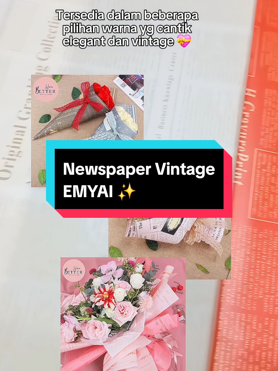 Wrapping Vintage Magazine Motif Koran yang jadi favorit para florist 😆 karena bahan nya yg tebal dan anti sobek 🫶🏻 #fyp #fypシ゚ #fyppppppppppppppppppppppp #newspaper #wrappinggifts #motifkoran #antiair #bucketlist #masukberanda #viraltiktok #viraltiktok #soundviral #konten #trending 