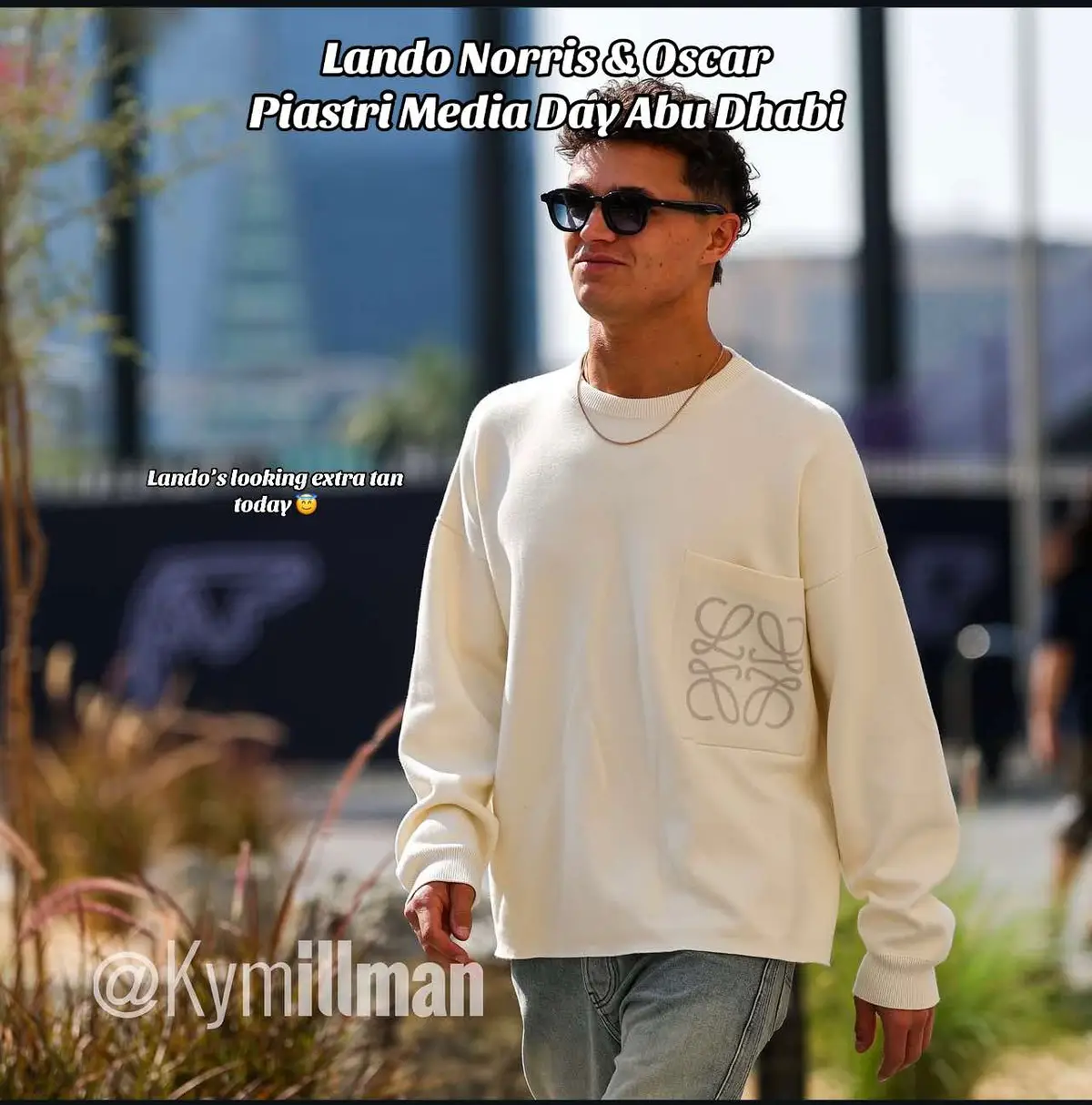 #landonorris and #oscarpiastri arriving for media day. Is it me or does Lando look really tan?? #mclarenf1 #abudhabigp #f1tiktok #f1contentcreators #formulaone 