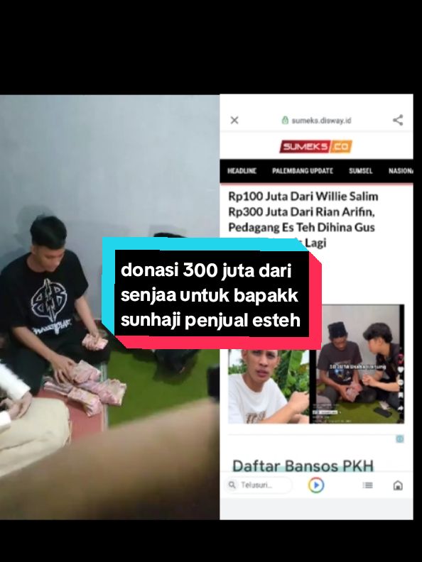 rian Arifin salurkan donasi 300 juta untuk bapa es teh, dari hamba Allah (senja) #pedagangesteh #estehviral #riyanarifin #donasi 