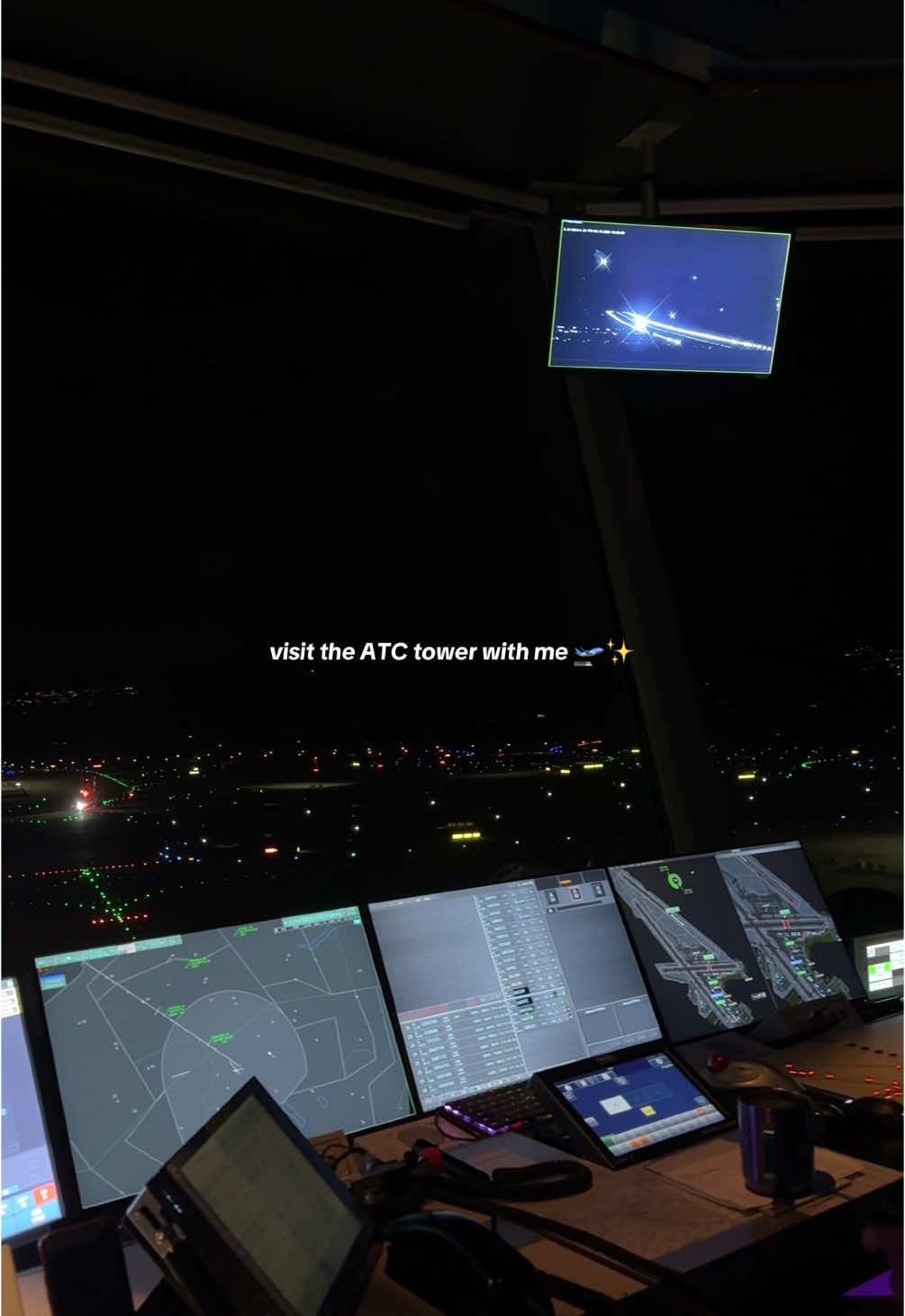 The air traffic control tower has a clear view of the runways, taxiways, and surrounding airspace. It is manned by a team of air traffic controllers who work in shifts to provide coverage 24/7 and ensure safe departures and landings for all aircrafts. #flightattendant #cabincrew #cabincrewlife #atc #atctower #airtrafficcontrol 