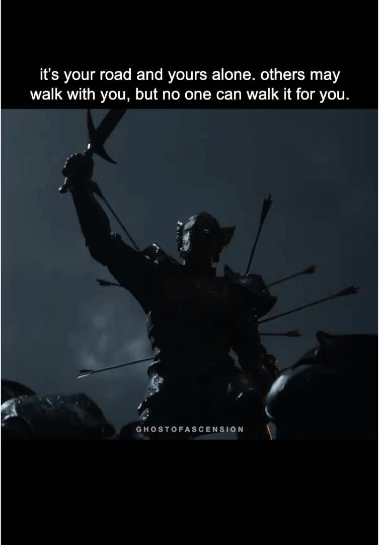 No one else can walk it for you. They can stand beside you for a while, they can cheer you on, or they can try to block your path. But the truth is, the weight of your journey, the battles you face, and the scars you carry—all of that belongs to you. Every arrow that hits you is proof of your resilience. Every scar is a testament to your strength. The world will try to break you, people will try to doubt you, but this is your road—your fight. And it doesn’t matter how hard it gets, because the only way to fail is to stop moving forward. You were built for this. The arrows don’t define you—the fact that you’re still standing does. The mud, the darkness, the uphill battles—they’re not there to stop you, they’re there to forge you into something unbreakable. So keep going. Step by step, battle by battle. And remember: it’s not about how many times you fall—it’s about how many times you rise, even with the weight of the world on your shoulders. GHOSTOFASCENSION #YourJourney #StrengthWithin #KeepMoving #BuiltToEndure #Resilience #Motivation