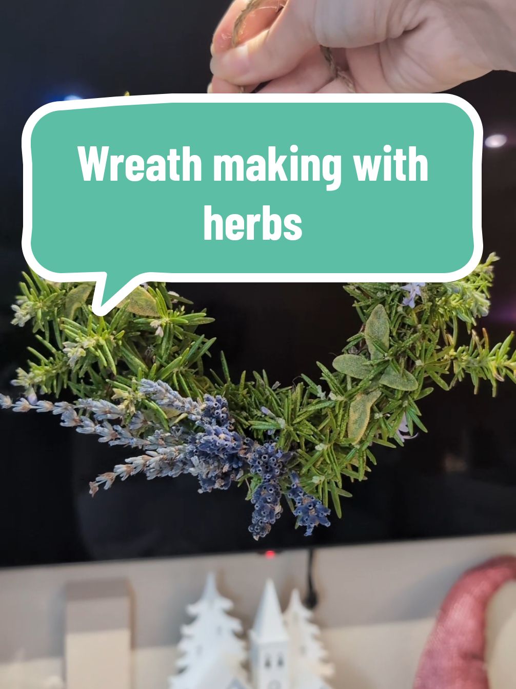 Herb wreath made with twigs, rosemary and sage from my garden. I also added some lavender that I had collected back in the summer. The smell is wonderful!  #herbwreath #wreathmaking #wreath #crafts #christmascrafts 