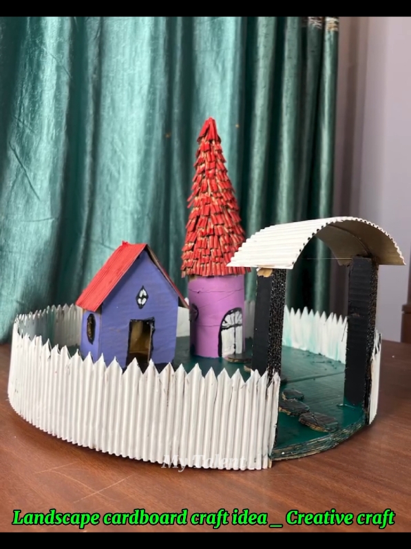 Landscape cardboard craft idea _ Creative craft  #cardboard #crafts #DIY #fun #art 