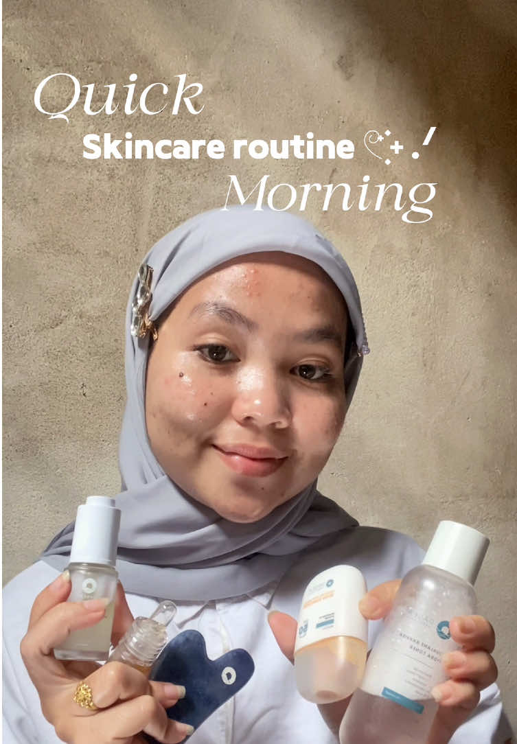 let’s do quick morning skincare routine with @Oasea Laboratories face massage pake gua-sha nya 💙🪸 #oasealaboratories #morningroutine #morningskincare