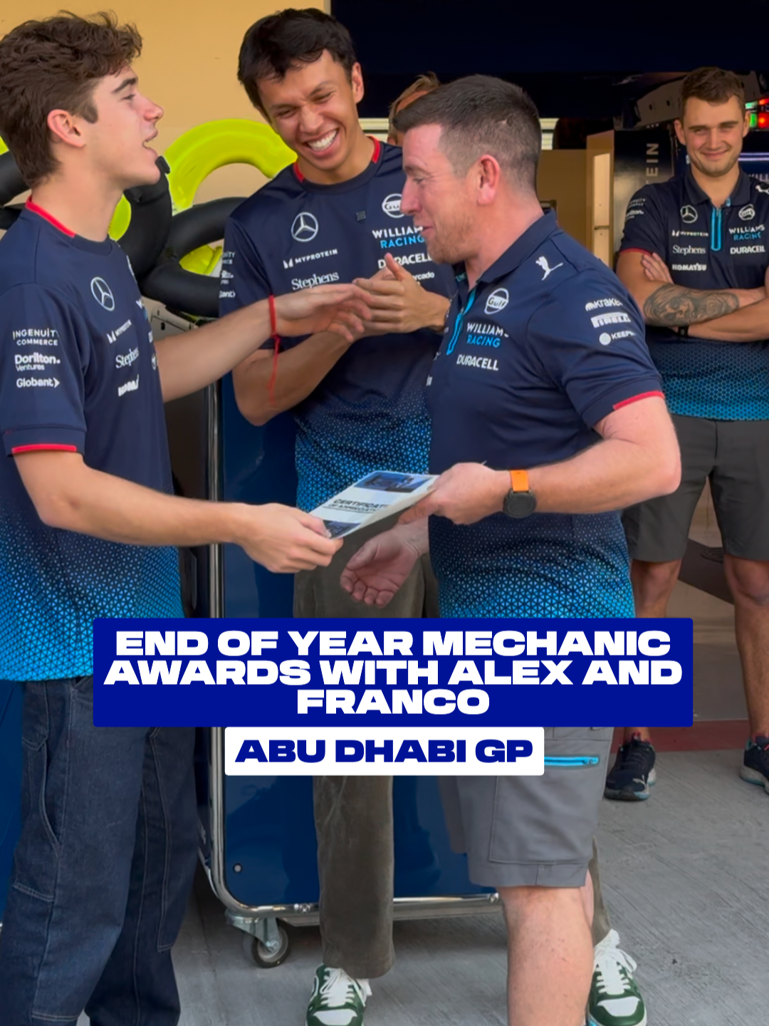 2024 end of season mechanic awards, presented by Alex and Franco 🎤 Full video dropping soon 👀👊 #WeAreWilliams #F1 #Formula1 #FrancoColapinto #AlexAlbon #Mechanic #Awards #2024