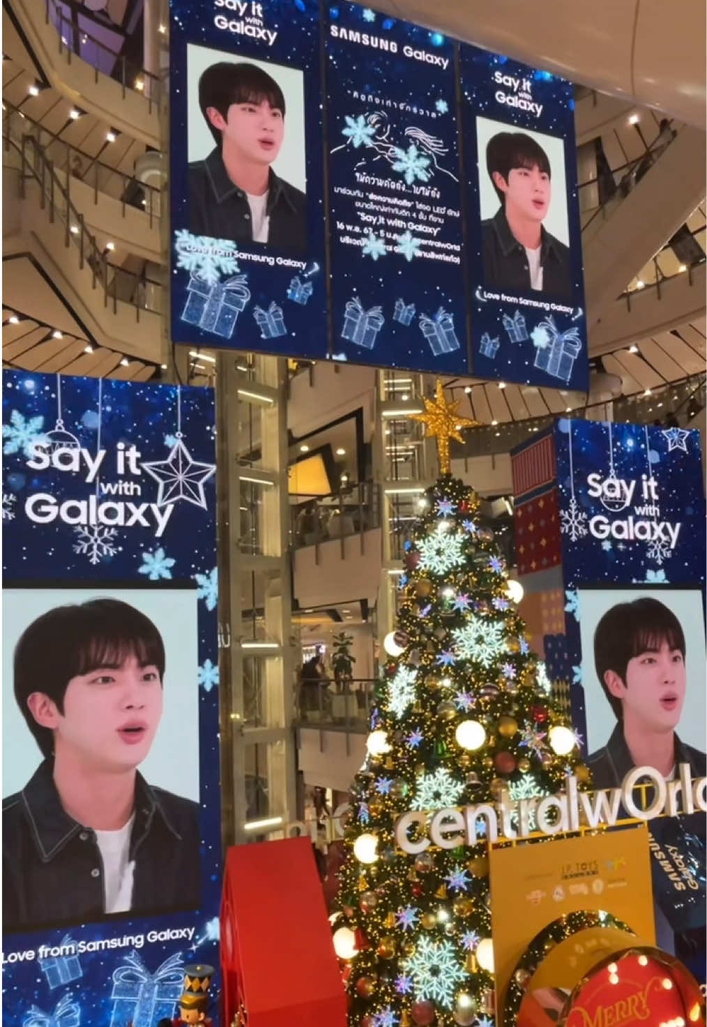 WORLDWIDE HANDSOME JIN for SAMSUNG SAY IT WITH GALAXY LED at one of the biggest shopping mall in Bangkok, Centralworld 💜 #방탄소년단 #진 #jin #happy #bts #seokjin #kimseokjin #spotifywrapped #sayitwithgalaxy #fyp #fypシ゚ 