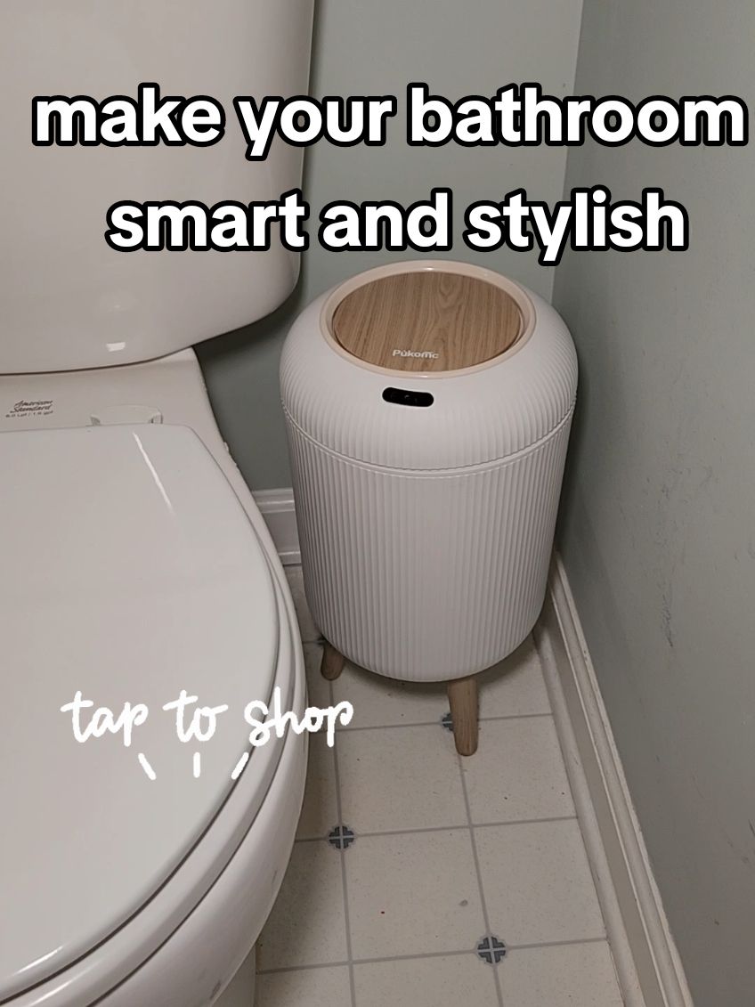 motion sensor trashcan for the bathroom! #motionsensortrashcan #bathroomtrashcan  #homedecor 