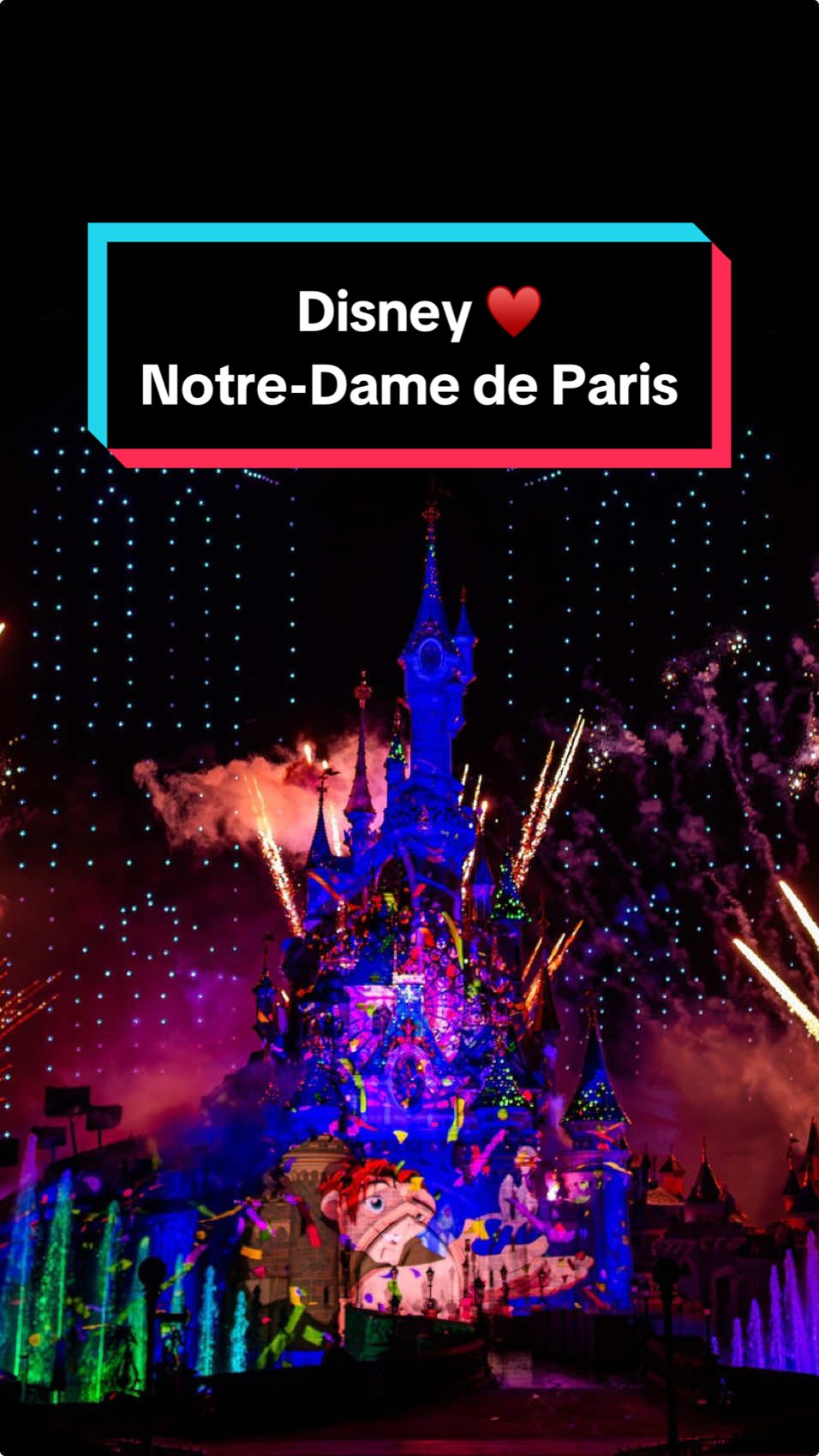 Disney ♥️ Notre-Dame de Paris at @disneylandparis! Clopin, from the @disneyanimation classic The Hunchback of Notre Dame, has prepared a stunning surprise to celebrate the reopening of this iconic monument. Starting tonight, If you head towards Sleeping Beauty Castle just before Disney Illuminations, you’ll see a festival of fireworks, fountains, projections, drones, and ‘topsy-turvy’ tunes from the animated film. Be sure to catch it until December 14th in Disneyland Park. Disney ♥️ Notre-Dame de Paris ! Clopin, du film Le Bossu de Notre-Dame des Studios d’Animation Walt Disney, a préparé un hommage époustouflant pour célébrer la réouverture du monument emblématique. Dès ce soir, juste avant Disney Illuminations profitez d'un festival de feux d'artifice, fontaines, projections et drones devant Le Château de la Belle au Bois Dormant. À découvrir jusqu’au 14 décembre dans le Parc Disneyland. #DisneylandParis #DisneyParks #NotreDameDeParis 