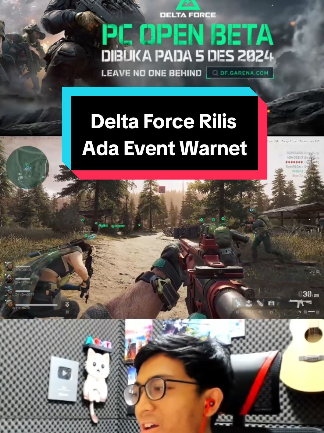 Guys Delta Force Rilis dan Kalian bisa langsung Main di PC atau datang aja ke event Warnet Billing Gratis tgl 6-8 Desember! #DeltaForce #BlackHawkDown #garena #DeltaForceGame #fyp #DeltaForcePC #viral #GarenaDeltaForceID 