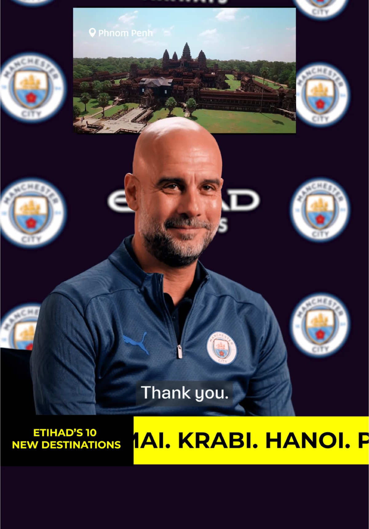 🚨 BREAKING NEWS 🚨 Pep has announced 10 new additions to the Etihad squad! 🤩 🌍 Algiers, Atlanta, Chiang Mai, Hanoi, Hong Kong, Krabi, Medan, Phnom Penh, Taipei & Tunis! Watch Pep’s 