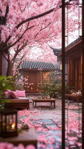 Cành đào trước nhà khẽ rung lên, những cánh hoa hồng xào xạc như mưa, rơi đầy mặt đất. Mở đường cho những giấc mơ đẹp và lặng lẽ ngắm nhìn thời gian #cophongtrungquoc #cotrangtrungquoc #cophongquan #douyin #cotrang #xuhuong #binhyenoday 