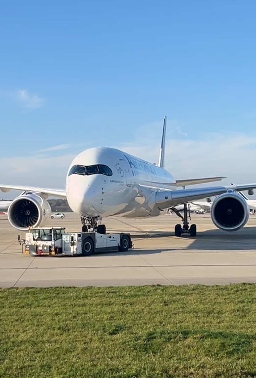 French beauty ✨🇫🇷! The A350 ✈️ has a rather special history 👀. The F-HTYH ✈️ in the video has undergone a tail strake 😕... Air France wanted to abandon the plane… but after more time in the hangar 🔧, it's back in service 🤩.  - #airbus #airbuslovers #aircraft #plane #planesloves #planespotter #planespotting #planegeek #avgeeks #avgeek #airfrance #paris 