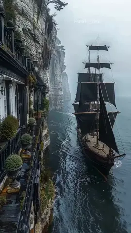 Pirate ship near cliff #pirate #pirateship #architecture #sealife #luxury #ancienthistory #mansion 