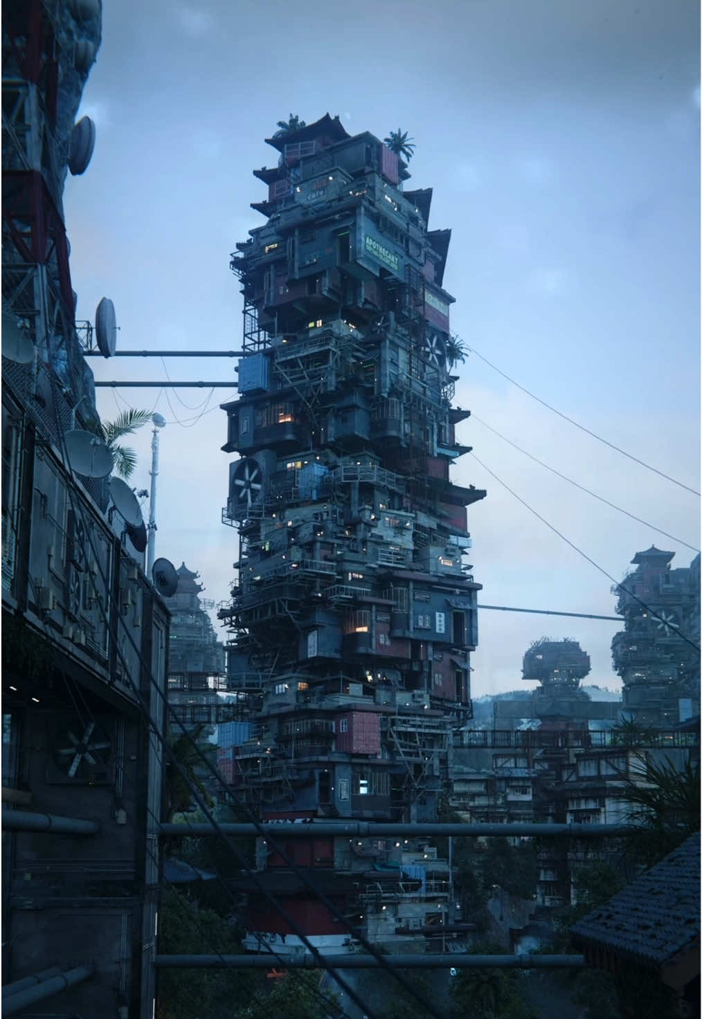 The lost towers..  . . . Rendered with @Drop & Render  . . . #blender3d #3danimation #animation #cyclesrender #anime #bladerunner #cyberpunk #scifi #dystopian #future #nightcity #city #cat #fyp #viral #digitalart #3d #cgi #art