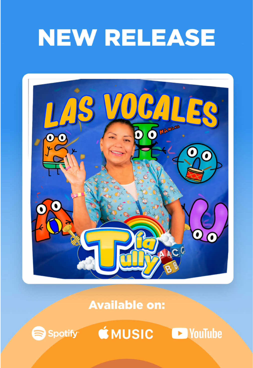 LAS VOCALES 🎶✨ ¡Ya está lista mi nueva canción!  🌟 Ve a disfrutarla y aprende de manera divertida. 🥳   #TíaTully #LasVocales #CancionesInfantiles #MúsicaEducativa #AprenderEsDivertido 🎤📚💛