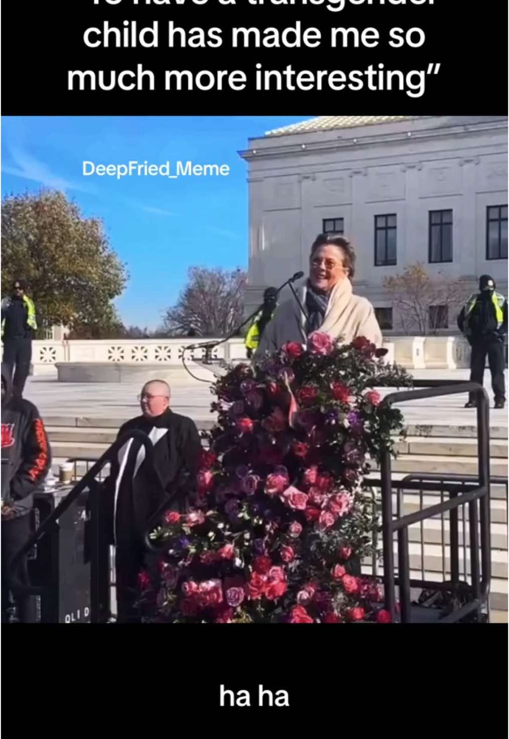 “To have a #transgender child has made me so much more interesting” Annette Bening, speaks outside SCOTUS during the Skrmetti hearing.