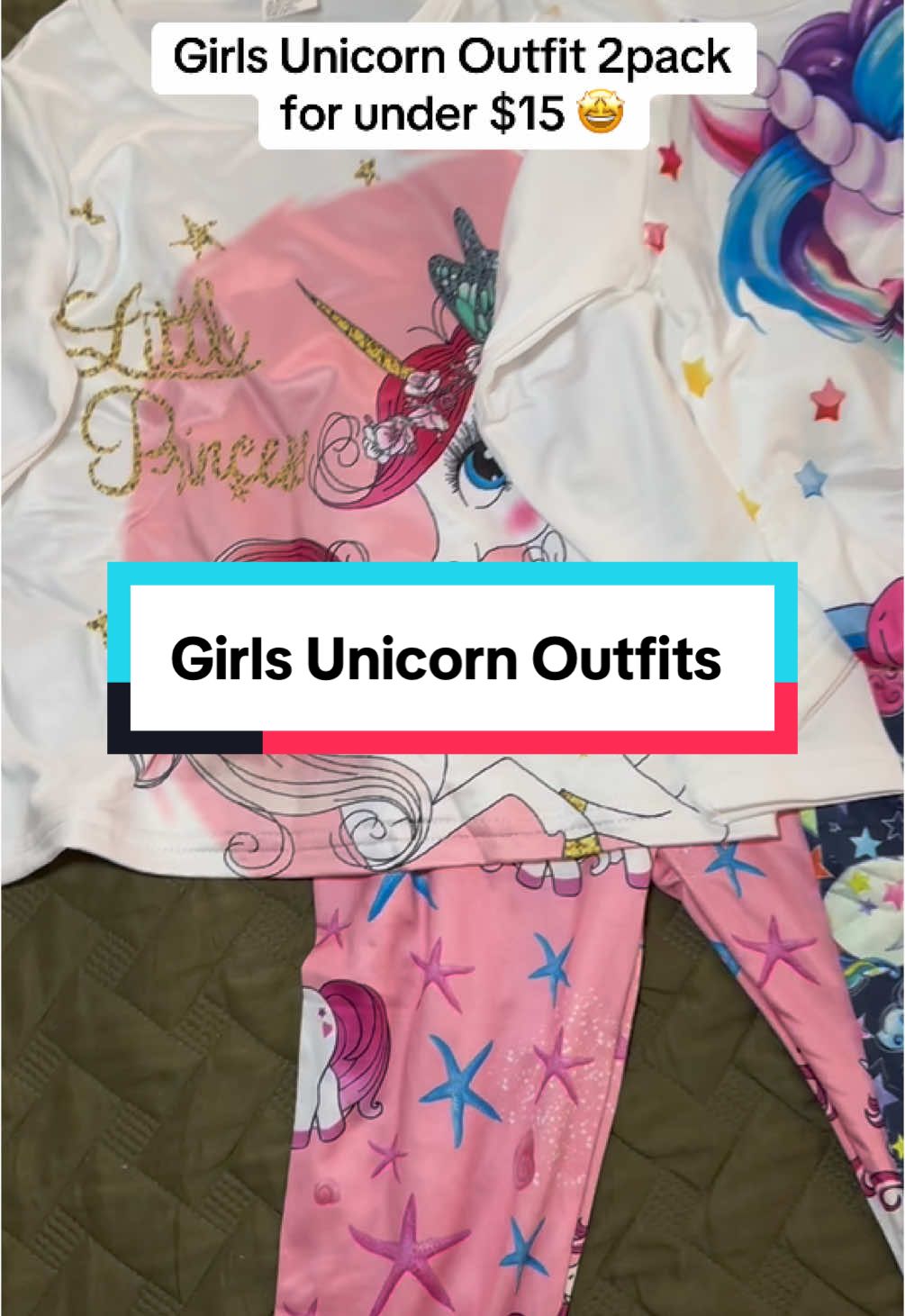 Update - my 3yo LOVES them and immediately put the pink set on.  #girlsclothes #kidsclothes #unicorn #tiktokmademebuyit #giftideas #tiktokshopfinds #tiktokshopholidayhaul #giftguide 