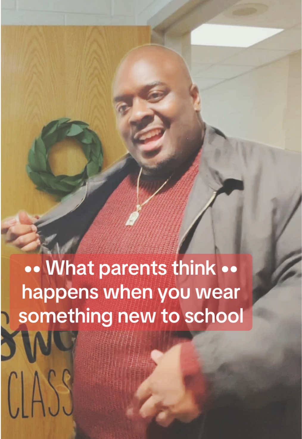 “Did your friends say anything about your new sweater?! 🥴” #parenting #parents #mom #dad #newclothes #nobodycaresmom #peorally #class #school