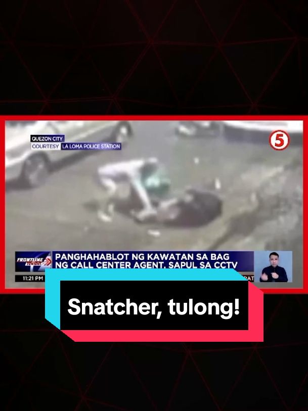 Sapul sa CCTV ang paghablot ng kawatan sa bag ng isang call center agent na naglalakad sa Quezon City. #FrontlineTonight #NewsPH #News5 