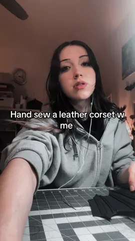 Some hand sewing on a personal project. Started this spikey corset over a year ago and its finally seeing daylight again 😅. What do you think, should i start making more corsets? 🖤🖤🖤  #alternative #goth #fyp #leatherwork #handsewing #newwave #leathercorset #corset #whitegoth 