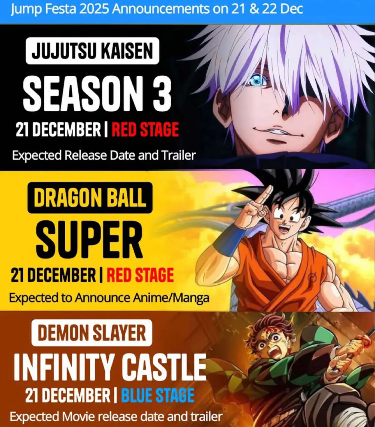 Jump festa 2025 Announcements on 21&22 Dec #anime #animeedit #animemoments #fypシ゚ #coldanimemoments #animetiktok #animefyp #animefan #animals #virale #jujutsukaisen #dragonball #demonslayer #kaijuno8 #onepiece #oshinoko #haikyuu #bleach #drstone 