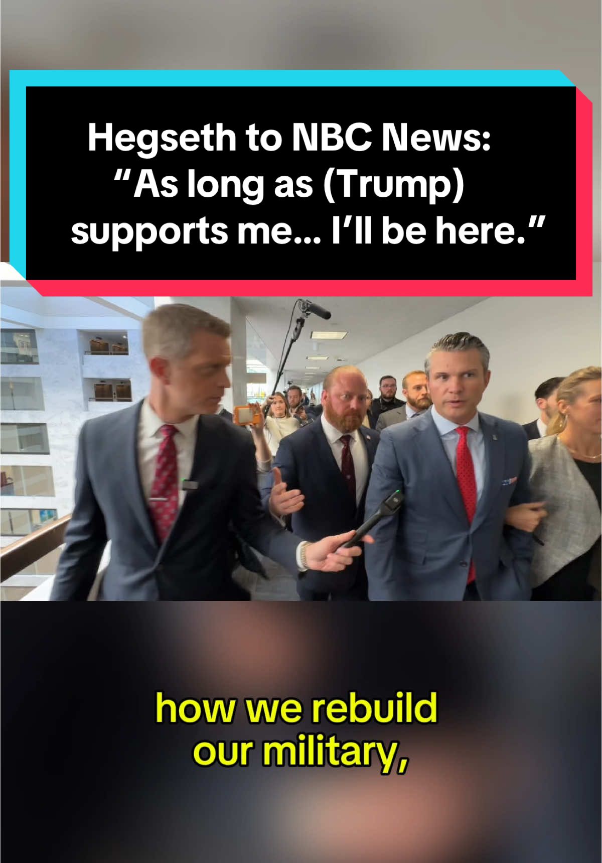 NBC News Senior Capitol Hill Correspondent Garrett Haake talked to Trump's pick for Secretary of Defense Pete Hegseth on his way out of his meeting with Sen Mike Rounds (R-SD). Haake asked if there is a circumstance in which Hegseth would drop out of the running and Trump's pick said, 