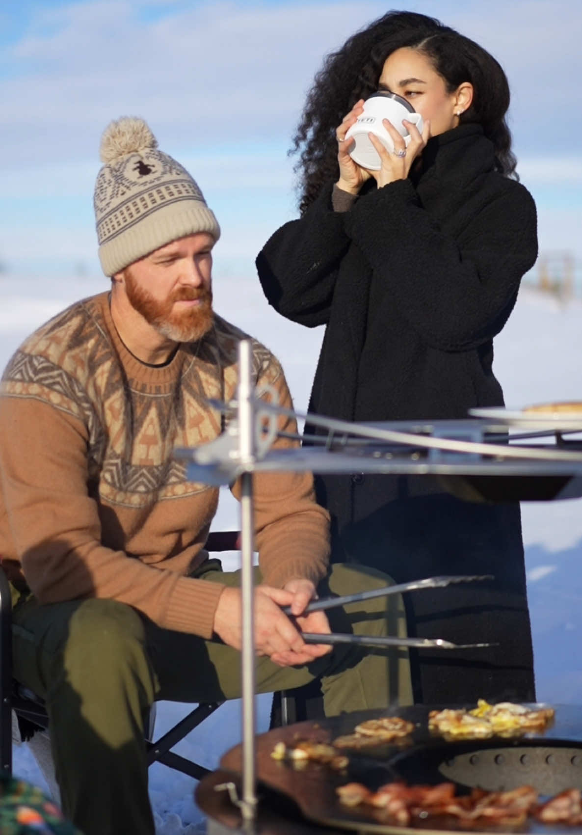 Let’s make breakfast!🪵🍳🌲🥞 #winteractivities #cooking #outdoorcooking #countryside #countrysidelife #marriedlife 