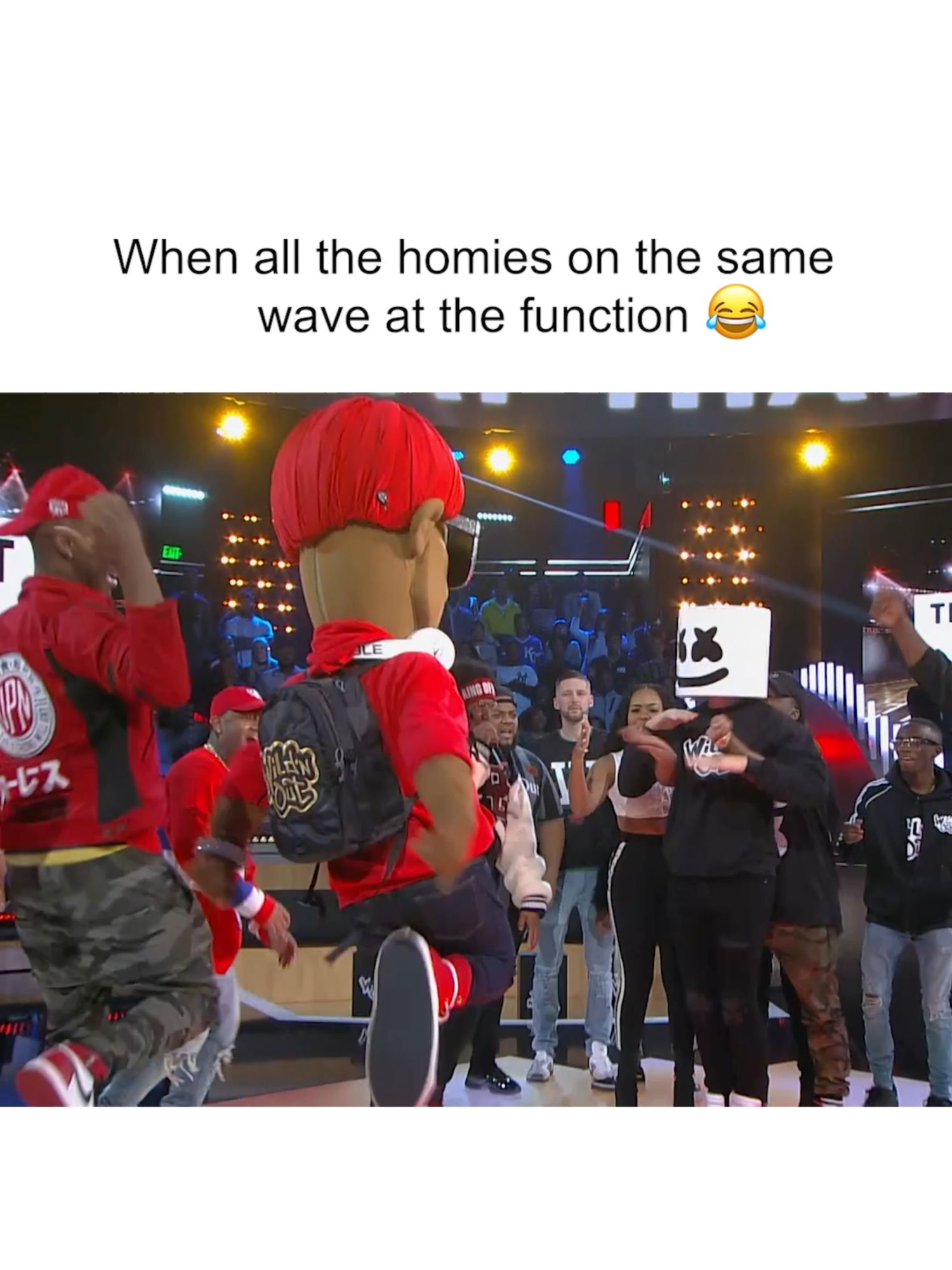 Live footage of when that one friend group links up 🤣 #WildNOut #dance #dancing #nickcannon #marshmellow #funny #laugh #laughing #friends #relateable