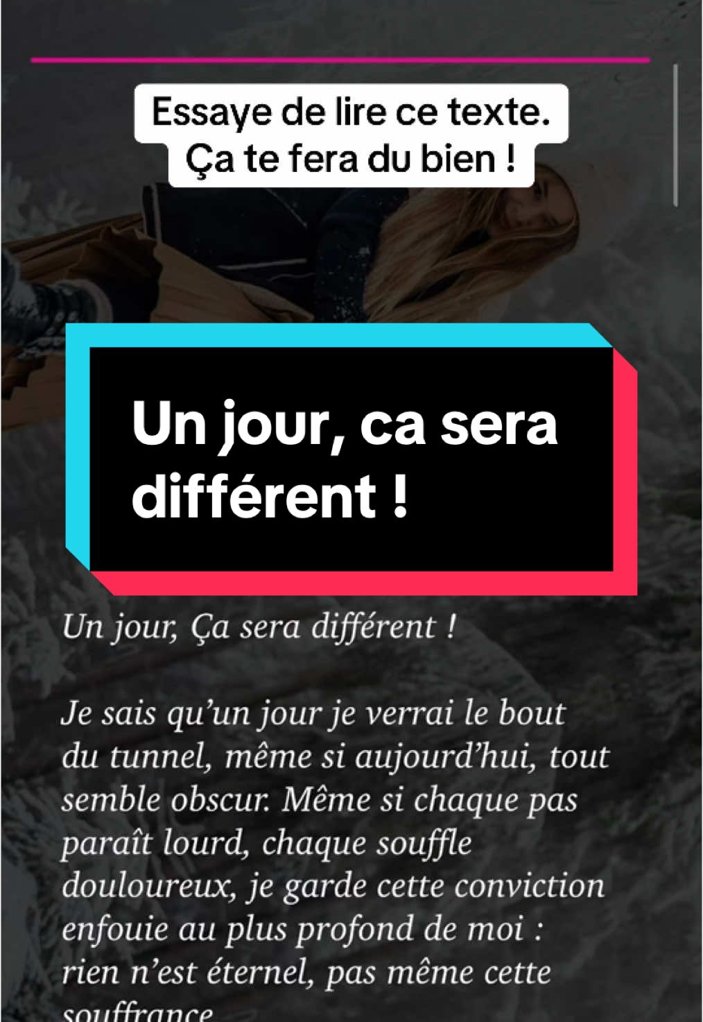 Un jour, ça sera différent. #Apprendresurtiktok #clublecture #éloquenceplus #exerciceeloquence #elocutionbiensexprimer #apprendreàbiensexprimer #eloquence #teleprompteur #lirerapidement 