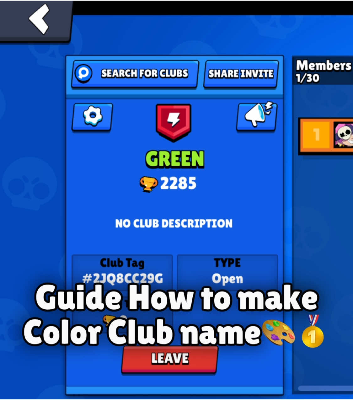 Tutorial for Color🎨 Club Name🥇 #brawlstars #brawlstarstiktok  