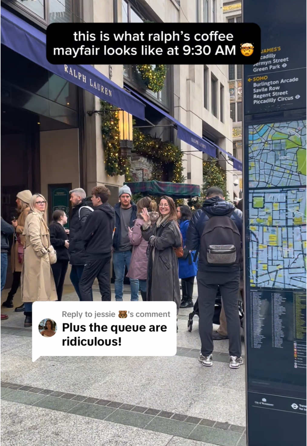 Replying to @jessie 🐻 people were lining up even earlier just to grab a table - all for a hot chocolate in this chic spot opposite to cartier 💀 believe it or not, this is ralph’s coffee at 9:30 am on a saturday morning! would you wait? 🍫 #ralphscoffee #londonchristmas #christmasinlondon #londontravel #londontiktok 