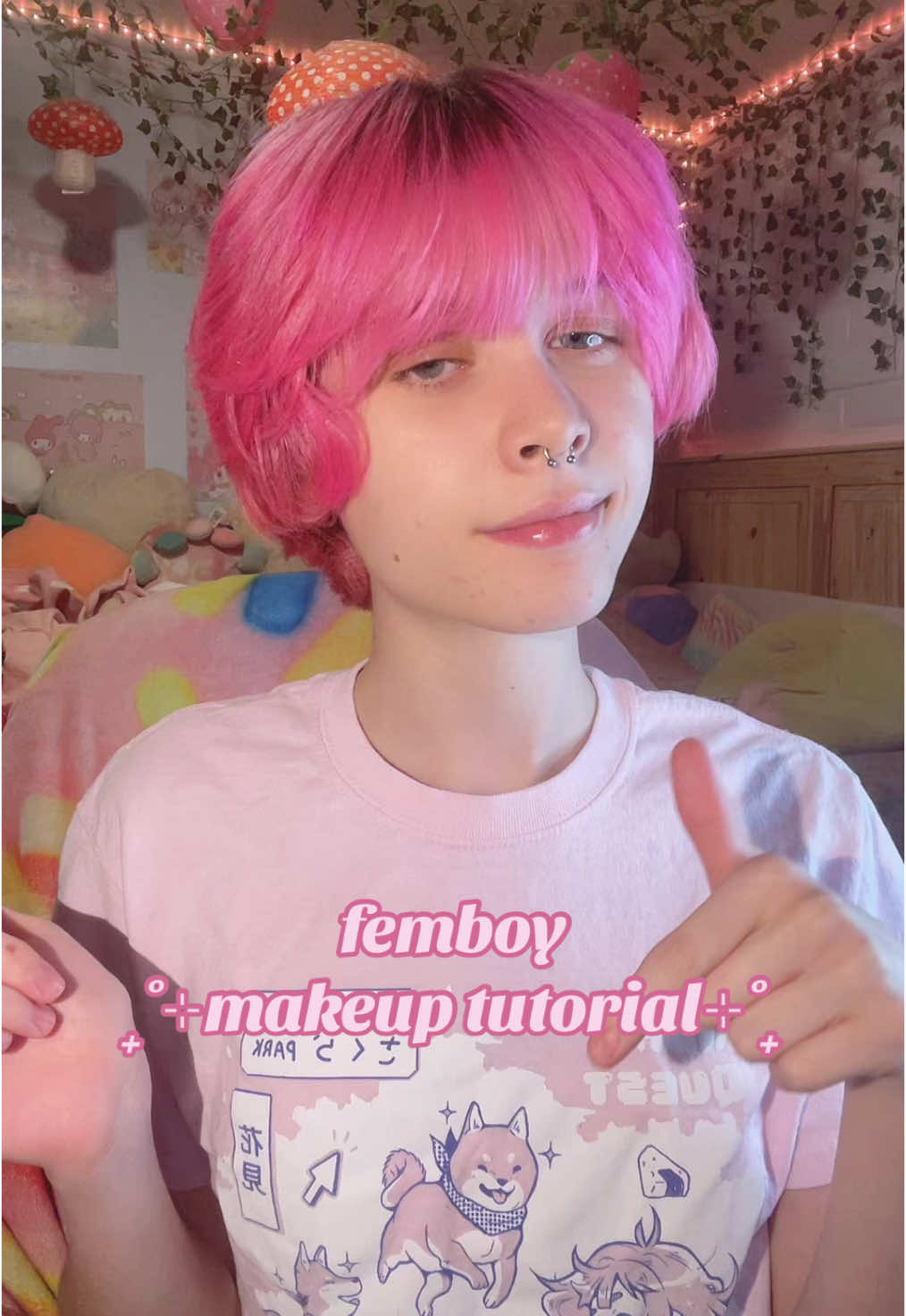 updated makeup tutorial since there’s so many new people!! #femboy #fyp #femboytiktok #pink #kawaii #strawberry #fypシ #makeuptutorial 