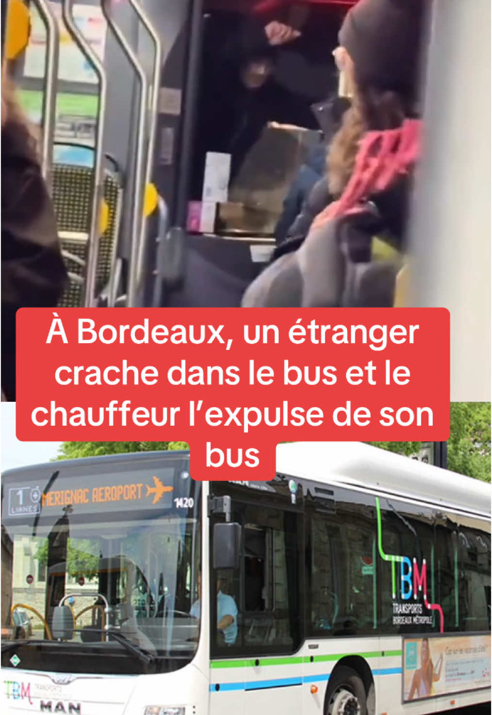 À Bordeaux, un étranger crache dans le bus et le chauffeur l’expulse de son bus #etrangerbusbordeaux #busbordeaux #busbordeauxetranger 