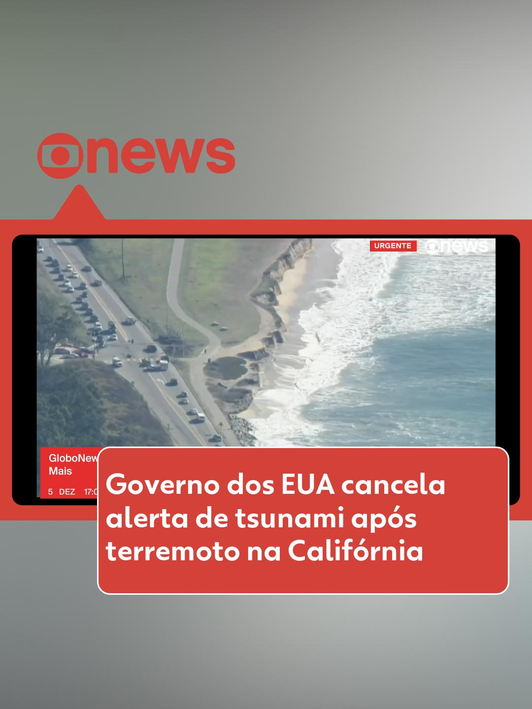 ⚠️ Alerta cancelado - O governo dos Estados Unidos cancelou o alerta de tsunami emitido no início da tarde desta quinta-feira (5) para a baía de São Francisco, na Califórnia. O aviso foi enviado para os telefones dos quase 5 milhões de moradores da região após um terremoto de magnitude 7,3 ser sentido na costa do estado. 