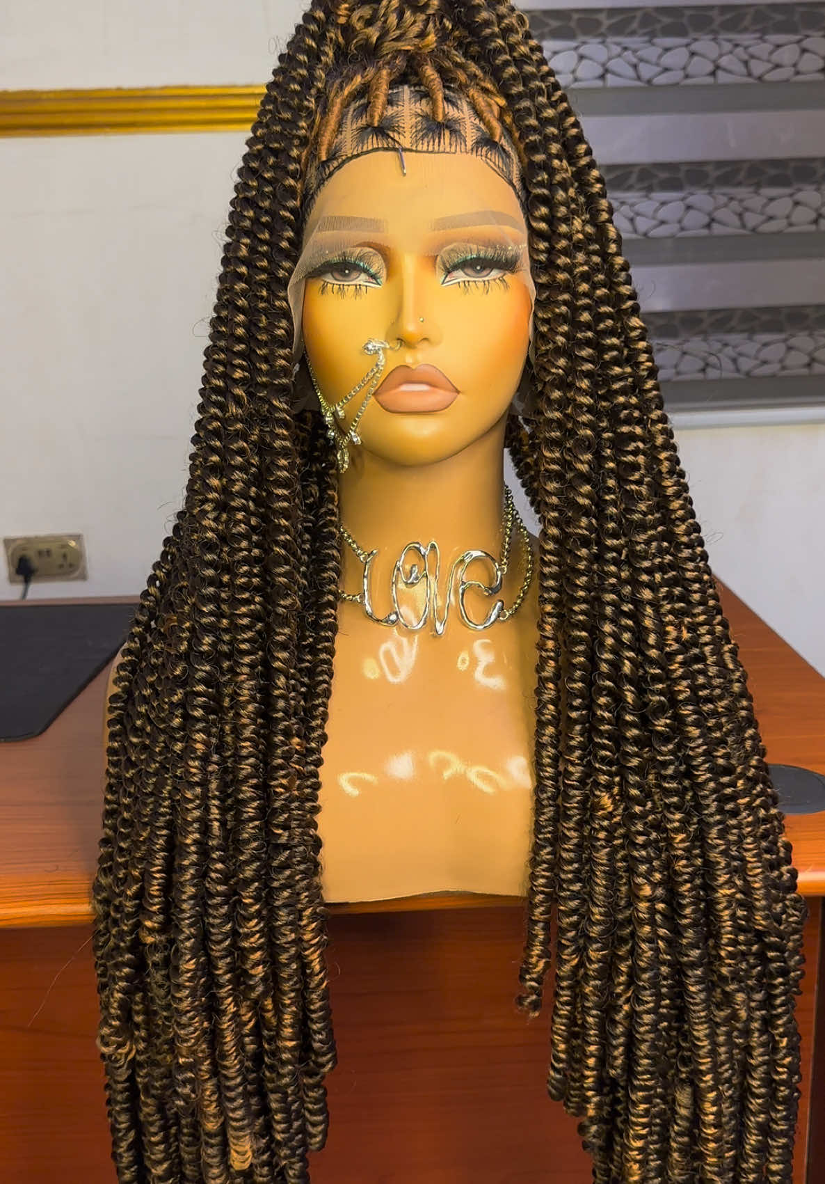 Full lace passion twist braided wig  #africanbraids #demure #braidedwigs #customiziedwig #360wig #fulllacewig #passiontwists #passiontwist 