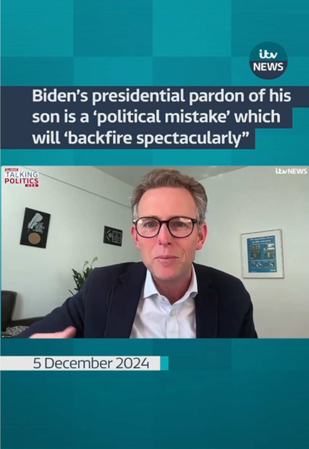 ITV News’ US Correspondent Dan Rivers discusses President Biden’s controversial decision to pardon his son Hunter, who was convicted in two separate cases. See the full interview on the latest addition of Talking Politics USA.  #itvnews #biden #presidentialpardon 