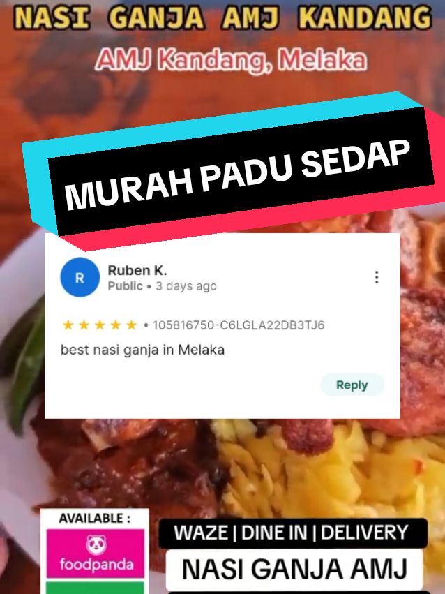 Bila pelanggan pekena NASI GANJA AMJ NO 1 DI MELAKA serendah RM 7 je beb. Depa kata padu sedap murah dan berbaloi sangat. #grabfood #shopeefood #foodpanda #melakafoodie♥️♥️ 