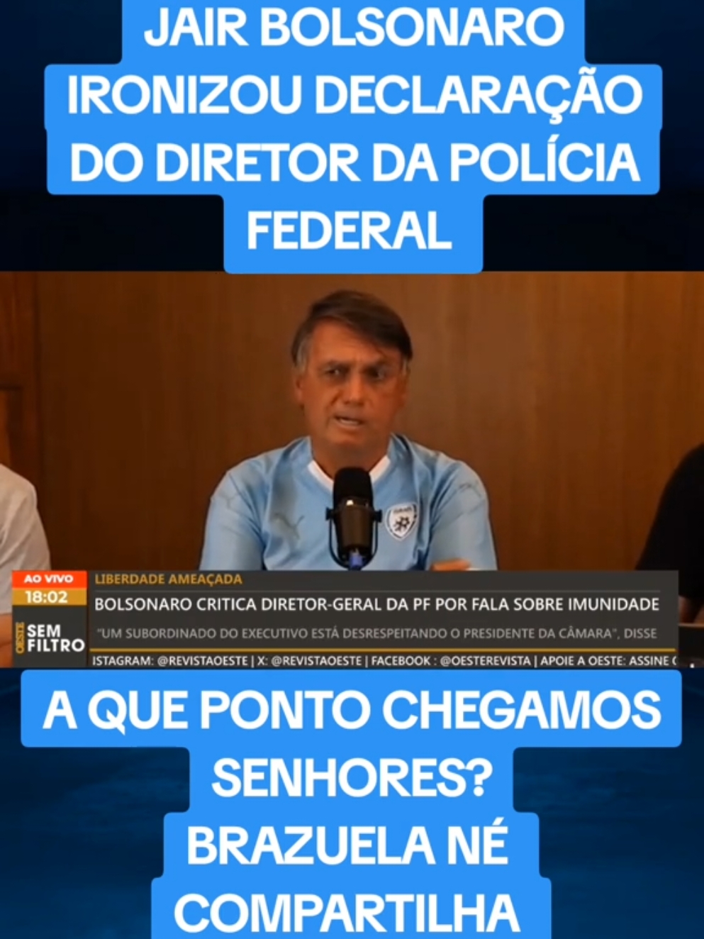 JAIR BOLSONARO IRONIZOU A DECLARAÇÃO DO DIRETOR DA POLÍCIA FEDERAL #NOTICIAS #ESTRELADEFAMÍLIA #ULTIMASNOTICIAS #FORALULA 