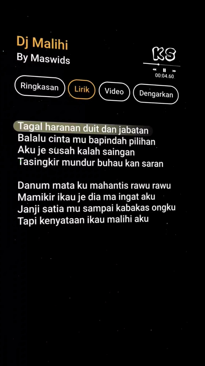 lirik dj malihi #lirik #lagu #lyrics #djmalihi #maswids #tagalharananduitdanjabatan #KS #viral 