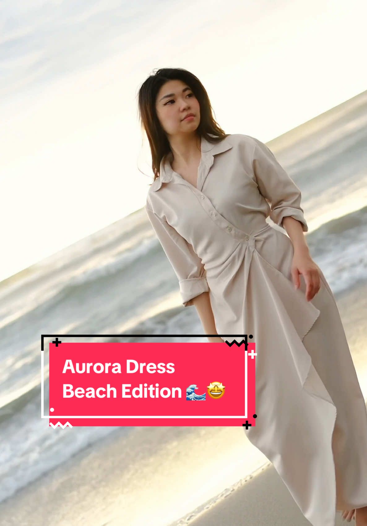 Replying to @hi banyak bgt yg nanyain Aurora Dress bisa pake kepantai atau ga? Ulalala cantikk banget ya ternyata kalo dipake ke pantai 😍🤩🥹🌊 #racuntiktok #TikTokShop #bajulebaran 