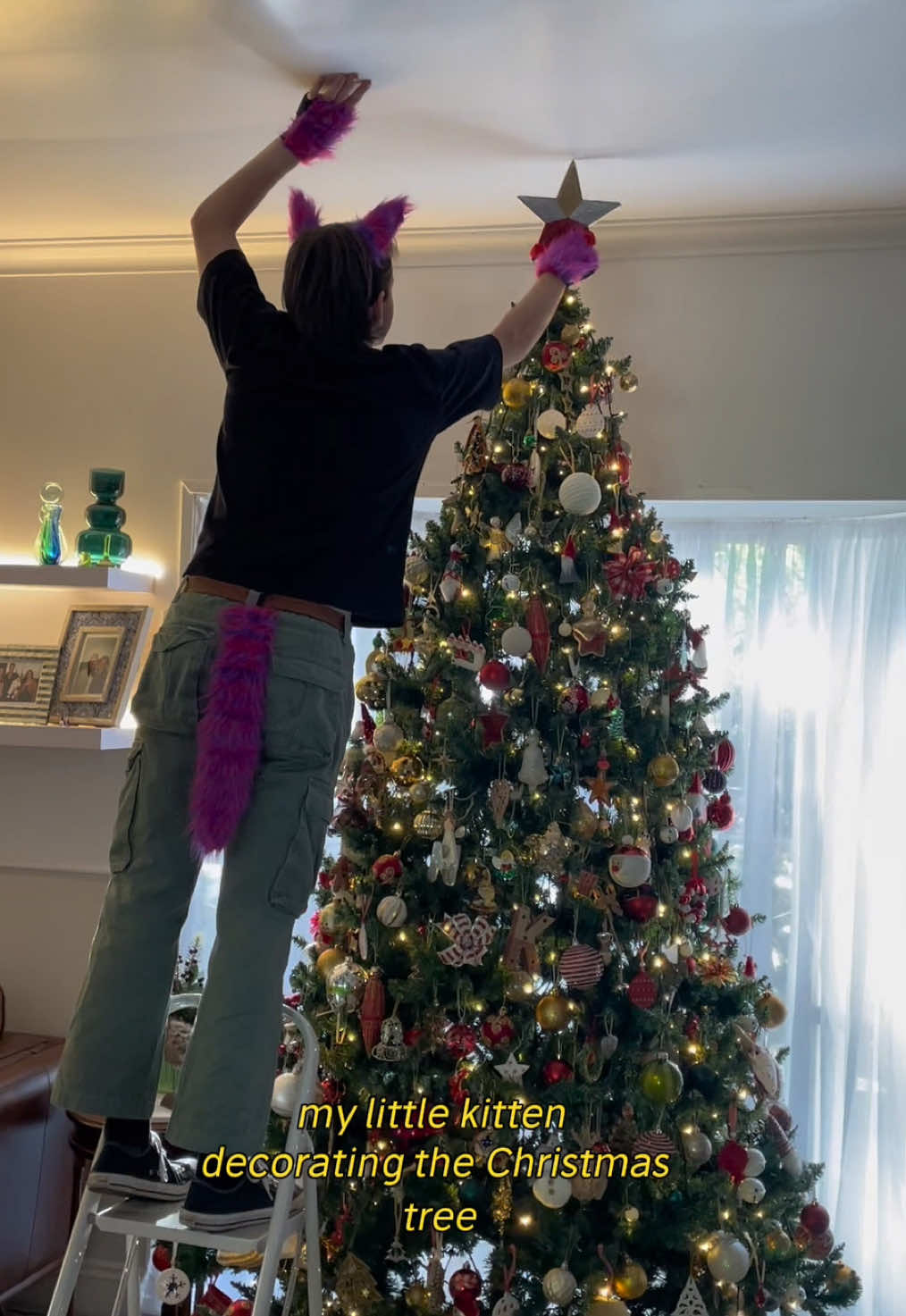 My kitten decorating the Christmas tree!! #mum #christmas 