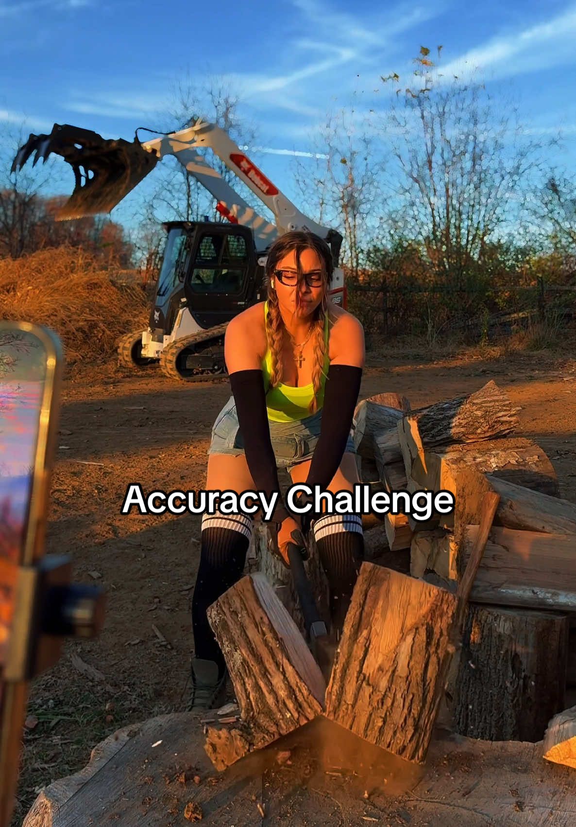 Accuracy challenge 🪓 #choppingwood #challenge #asmr #creatorsearchinsights #satisfyingvideo 