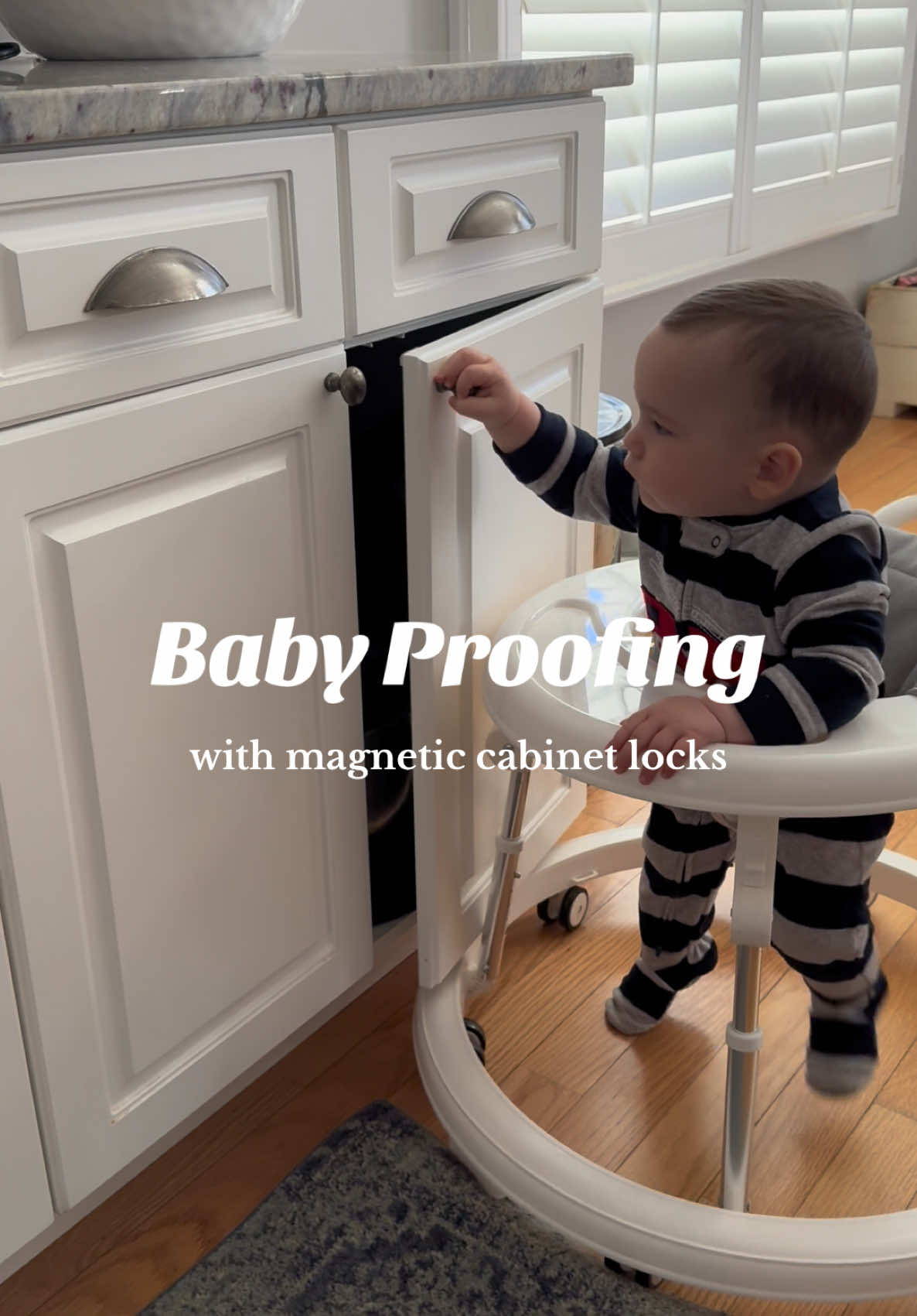 Our favorite baby proofing product? Magnetic cabinet locks, hands down! 🙌 Ever since our little guy started zooming around in his walker, he’s been obsessed with opening every cabinet door he can reach. These locks have been a total game changer!  ✨ Completely hidden design – No clunky gadgets ruining your kitchen’s look! ✨ Versatile – They work on both cabinets and drawers, so you can baby-proof your whole space. ✨ Quick and easy installation – They come with a handy template, making setup a breeze. ✨ Lock flexibility – You can temporarily turn off the locks when you’re busy in the kitchen or simply unlock them with one hand. Pro tip: install the magnet close to the handle for one-handed unlocking. 🔑 Safe, simple, and smart—everything we need to keep our little explorer out of trouble while letting us cook in peace.  #babyproofing #cabinetlocks #babysafety #magneticcabinetlocks  