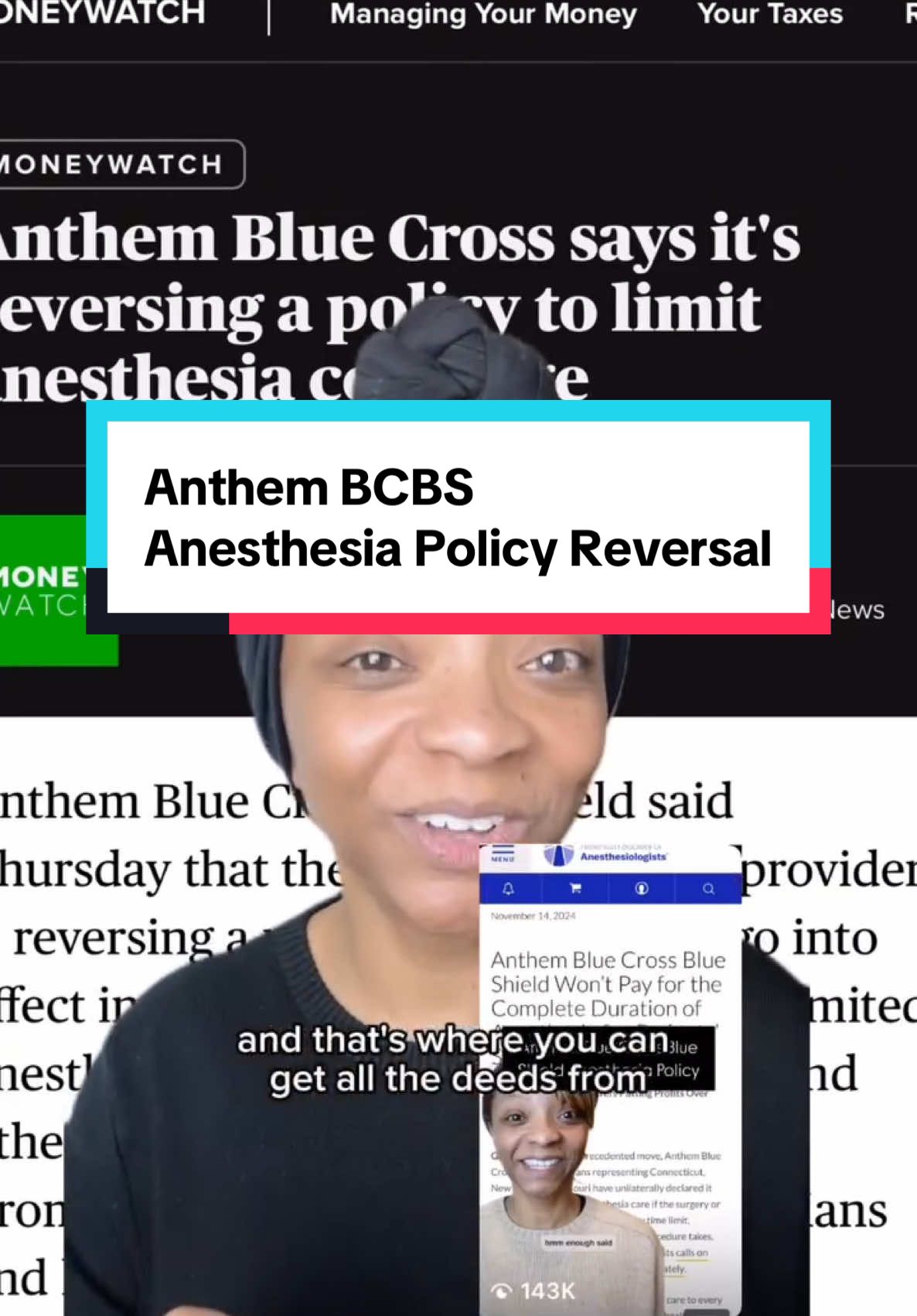 ANTHEM Blue Cross Blue Shield Anesthesia Time Limit Policy has been REVERSED…in NY and Connecticut. This a great news and a win for patient advocacy💪🏾