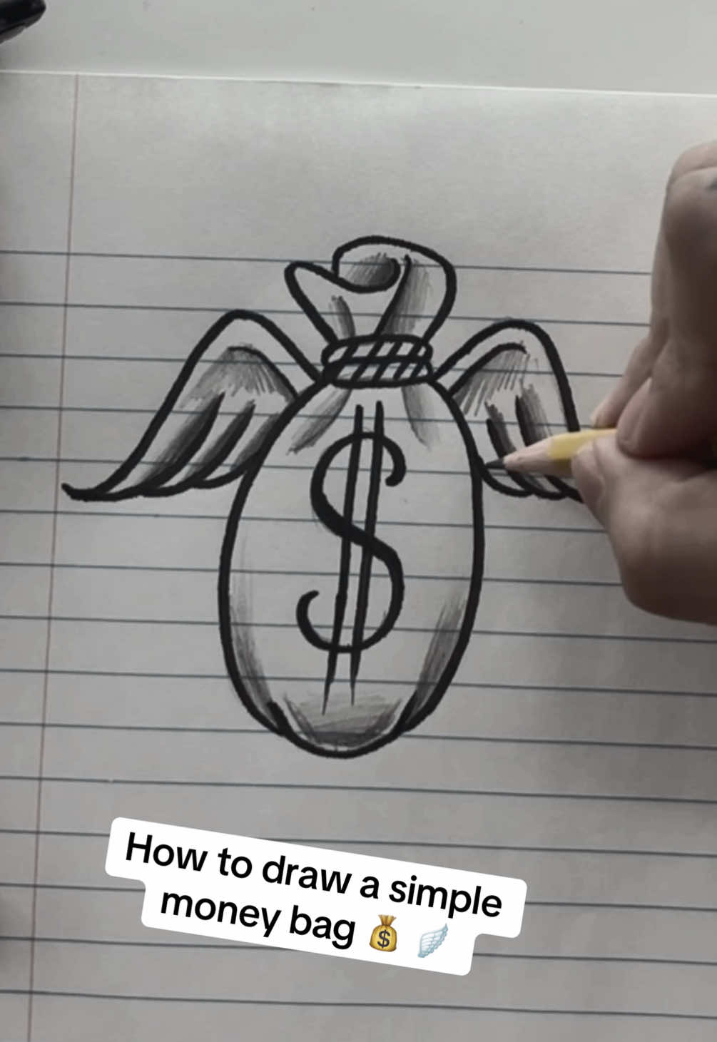 Just a quick drawing💰 #tutorial#arte#art#linework#shading#pencilart#sketch#chicanoart#drawing#fyp#moneybag 