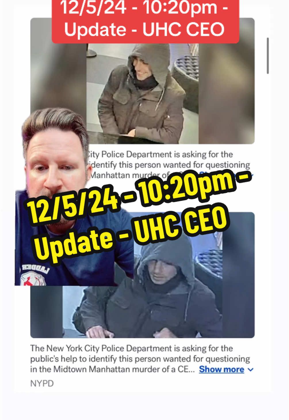 12/5/24 - 10:20pm - Update - UHC CEO #NewYork #NewYorkCity #NYC #NYPD #Shooter #UHC #CEO #News #BreakingNews #Update #Surveillance #Hostel