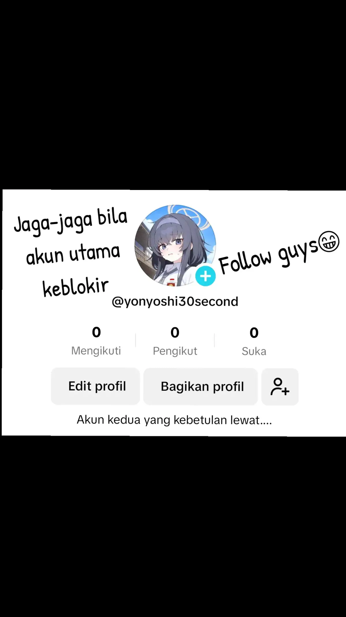 Akun utama udah kena beberapa pelanggaran jadi aku membuat akun keduanya☺ Jangan lupa follow biar gak ketinggalan meme terbaru dariku, ya😁 #follow #meme #akuntiktok 