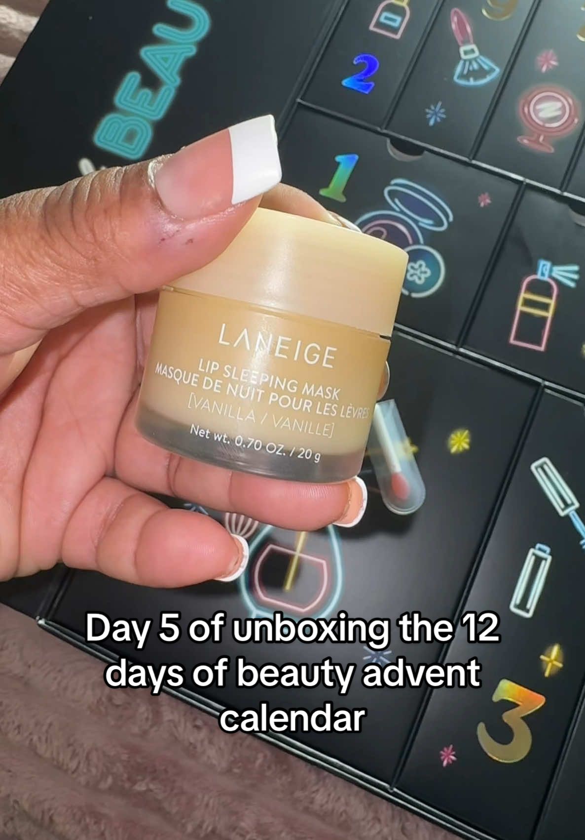 Day 5 | 12 days of beauty advent calendar #adventcalendar #lipmask #vanilla#laneige #beauty #12daysofbeauty #ttsbeautykit #tiktokshopholidayhaul #spotlightfinds 